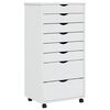 vidaXL Rolling Cabinet with Drawers "MOSS" White Solid Wood Pine