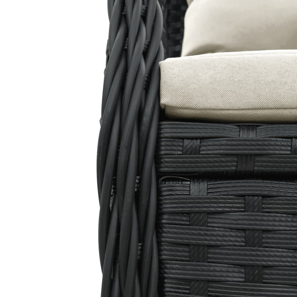 vidaXL Reclining Garden Chairs 2 pcs Black Poly Rattan