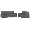 vidaXL 2 Piece Sofa Set with Cushions Dark Grey Fabric