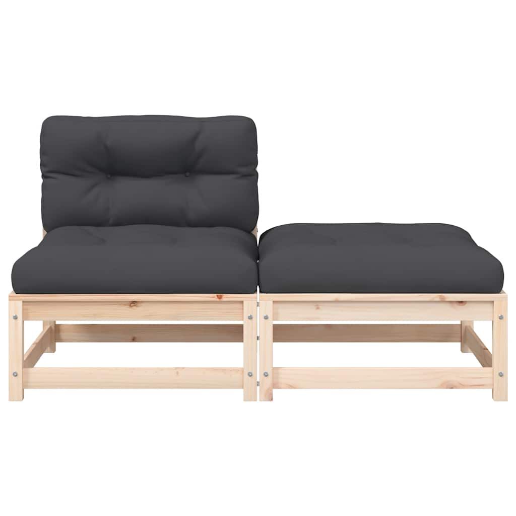 vidaXL Garden Sofa Armless with Cushions and Footstool