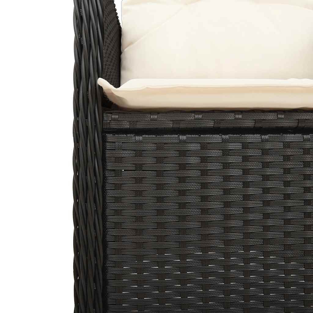 vidaXL 9 Piece Garden Bistro Set with Cushions Black Poly Rattan