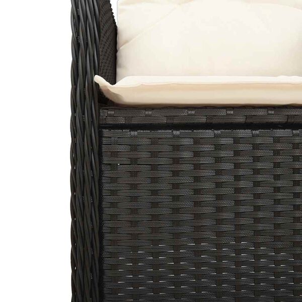 vidaXL 9 Piece Garden Bistro Set with Cushions Black Poly Rattan