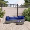 vidaXL 5 Piece Garden Sofa Set with Cushions Grey Poly Rattan