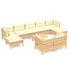 vidaXL 10 Piece Garden Lounge Set with Cream Cushions Solid Pinewood