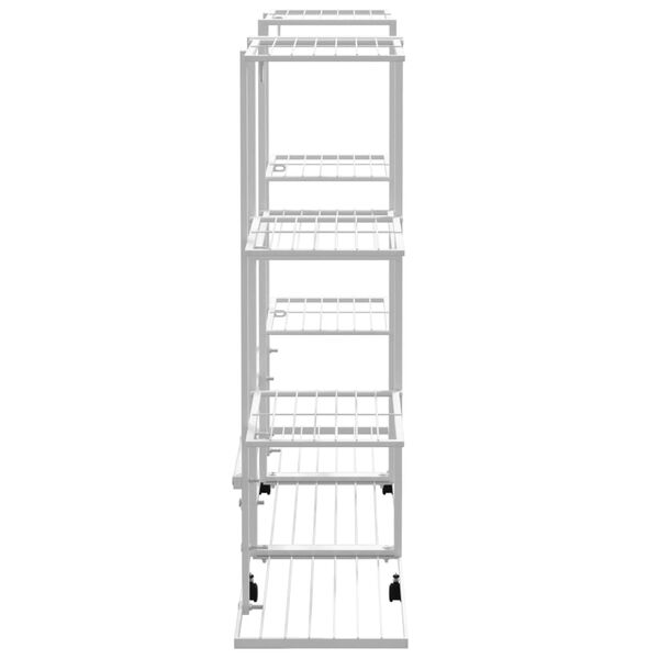 vidaXL Flower Stand with Wheels 94.5x24.5x91.5 cm White Iron