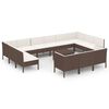 vidaXL 14 Piece Garden Lounge Set with Cushions Poly Rattan Brown