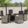 vidaXL Garden Dining Set with Cushion 5 pcs Grey Poly Rattan