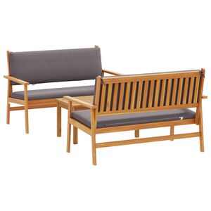 vidaXL Garden Sofa Set with Cushion 3 pcs Brown Solid Acacia wood