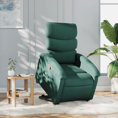 vidaXL Stand up Recliner Chair Dark Green Fabric