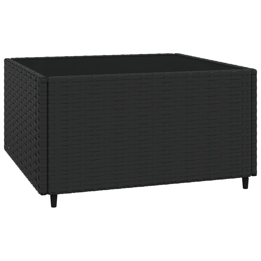 vidaXL 3 Piece Garden Lounge Set with Cushions Black Poly Rattan