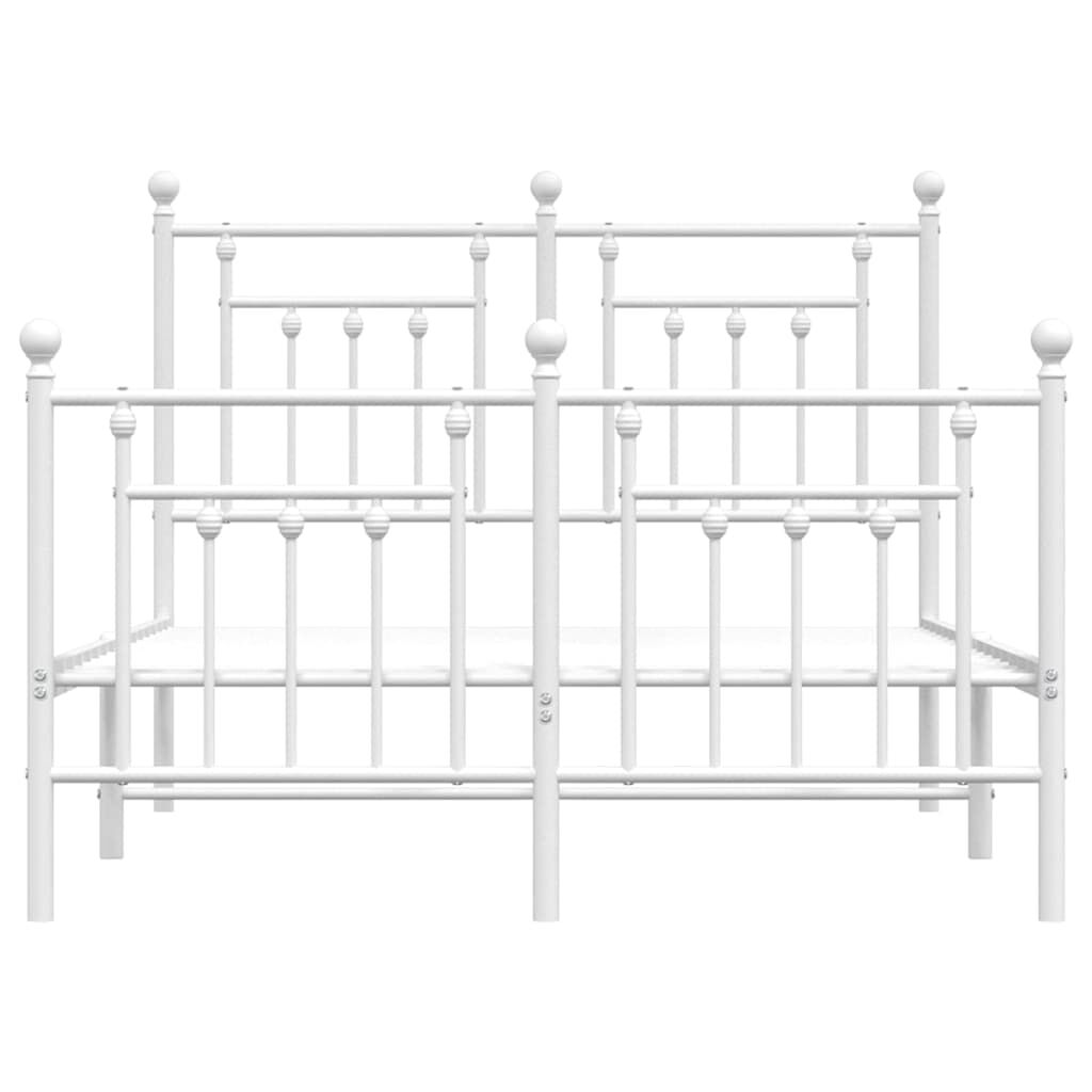 vidaXL Metal Bed Frame without Mattress with Footboard White 135x190cm
