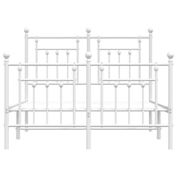 vidaXL Metal Bed Frame without Mattress with Footboard White 135x190cm