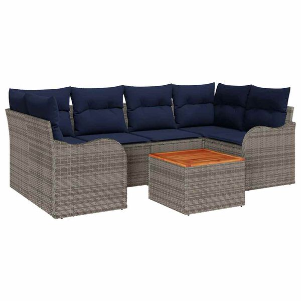 vidaXL Garden Sofa Set 7 pcs Grey Poly rattan