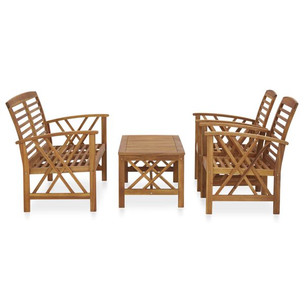 vidaXL 4 Piece Garden Lounge Set Solid Acacia Wood