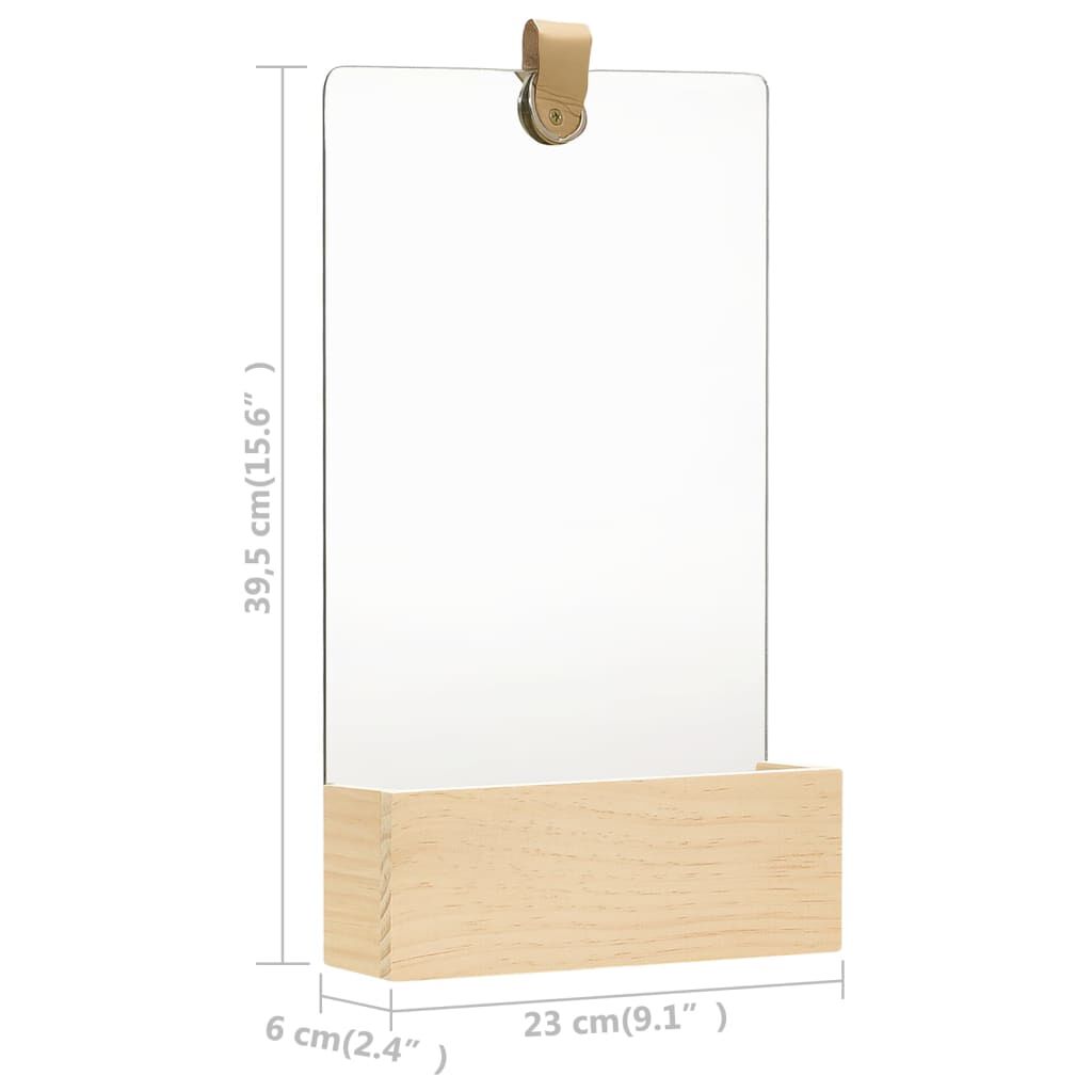 vidaXL Wall Mirror Solid Pinewood 23x39.5 cm