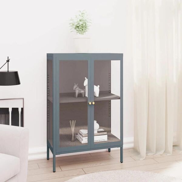 vidaXL Sideboard Anthracite 75x35x105 cm Steel and Glass