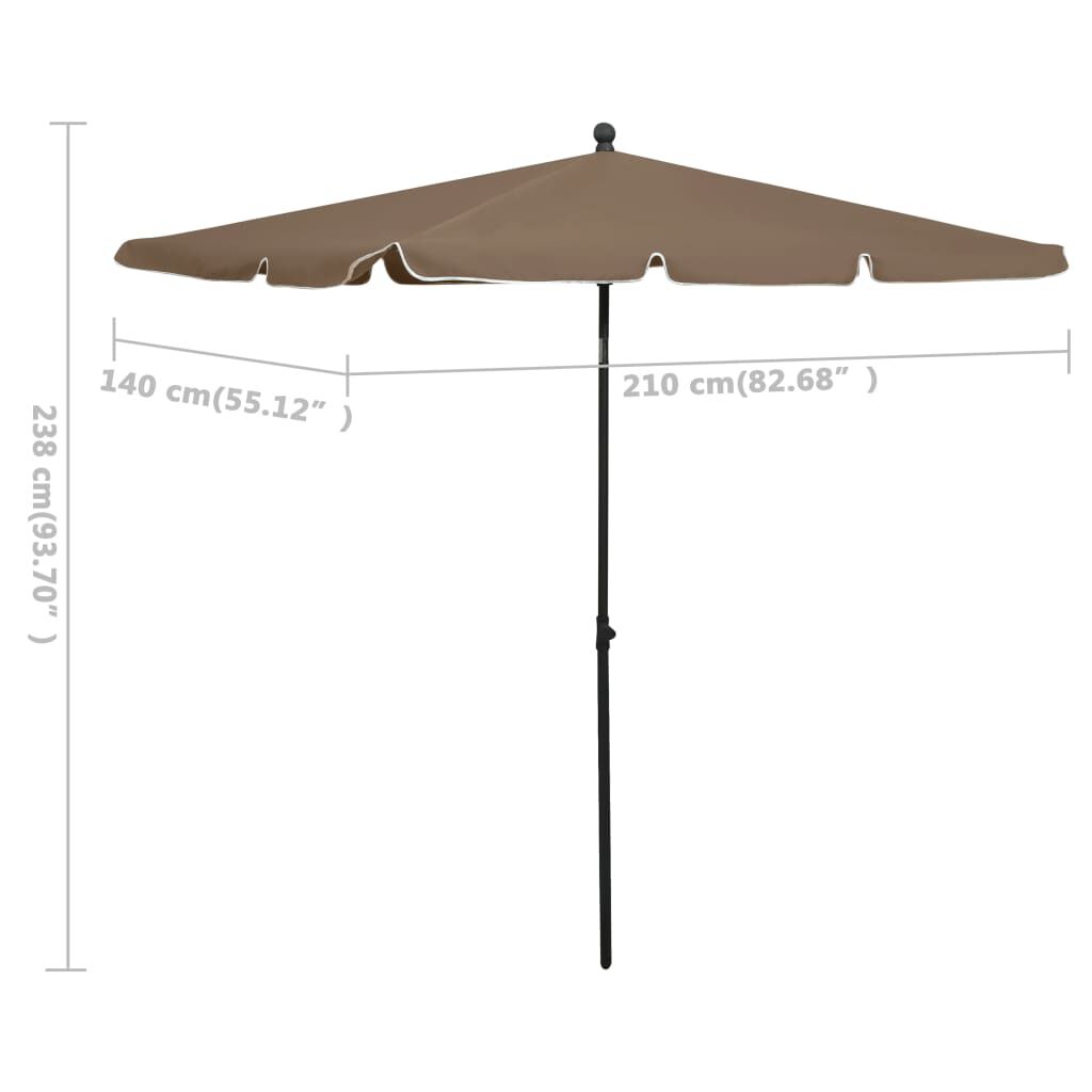 vidaXL Garden Parasol with Pole 210x140 cm Taupe