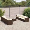 vidaXL 9 Piece Garden Lounge Set with Cushions Brown Poly Rattan