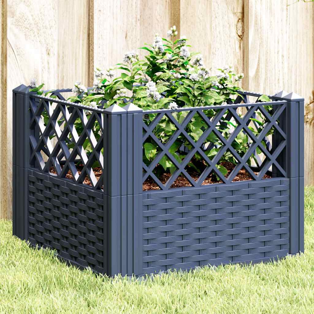 vidaXL Garden Planter with Pegs Blue Grey 43.5x43.5x43.5 cm PP