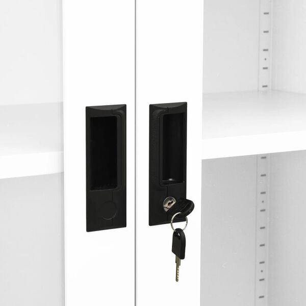 vidaXL Office Cabinet White 90x40x180 cm Steel and Tempered Glass