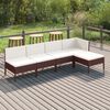 vidaXL 5 Piece Garden Lounge Set with Cushions Poly Rattan Brown