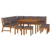 vidaXL 11 Piece Garden Dining Set with Cushions Solid Wood Acacia