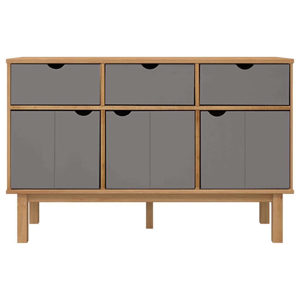 vidaXL Sideboard OTTA Brown and Grey 114x43x73.5 cm Solid Wood Pine