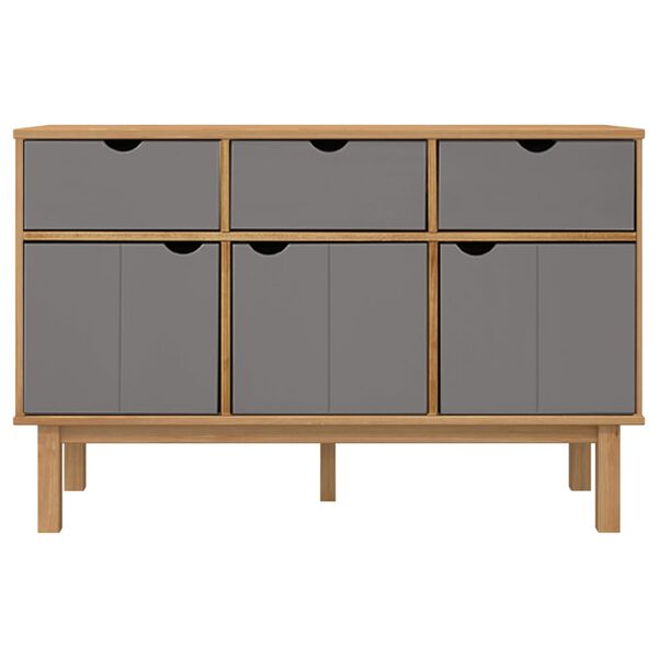 vidaXL Sideboard OTTA Brown and Grey 114x43x73.5 cm Solid Wood Pine