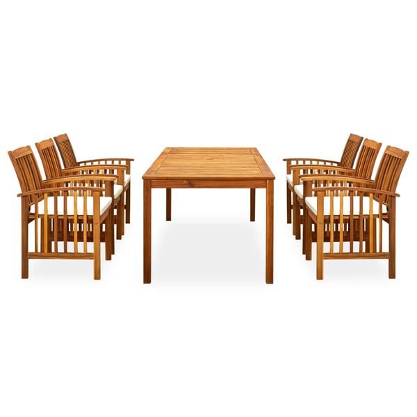 vidaXL 7 Piece Garden Dining Set with Cushions Solid Acacia Wood
