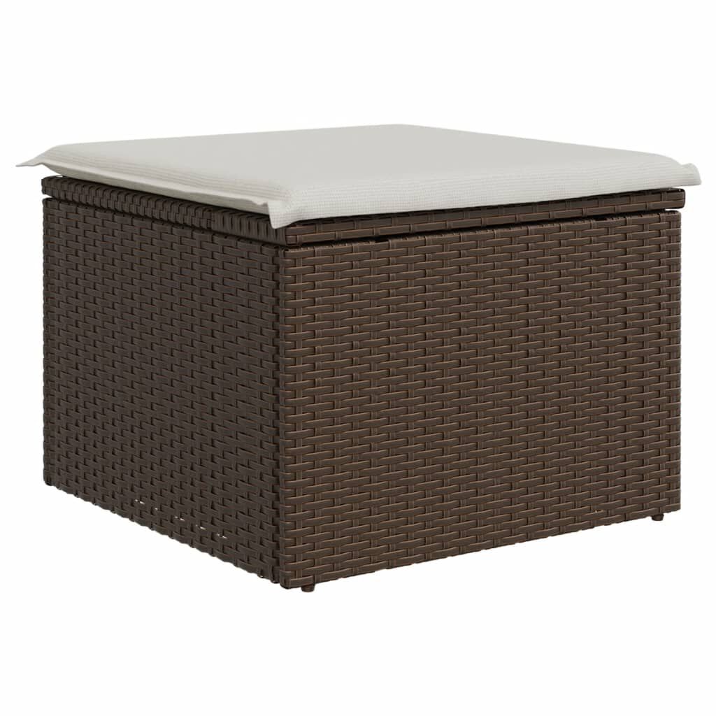 vidaXL Garden Stool with Cushion Brown 55x55x37 cm Poly Rattan