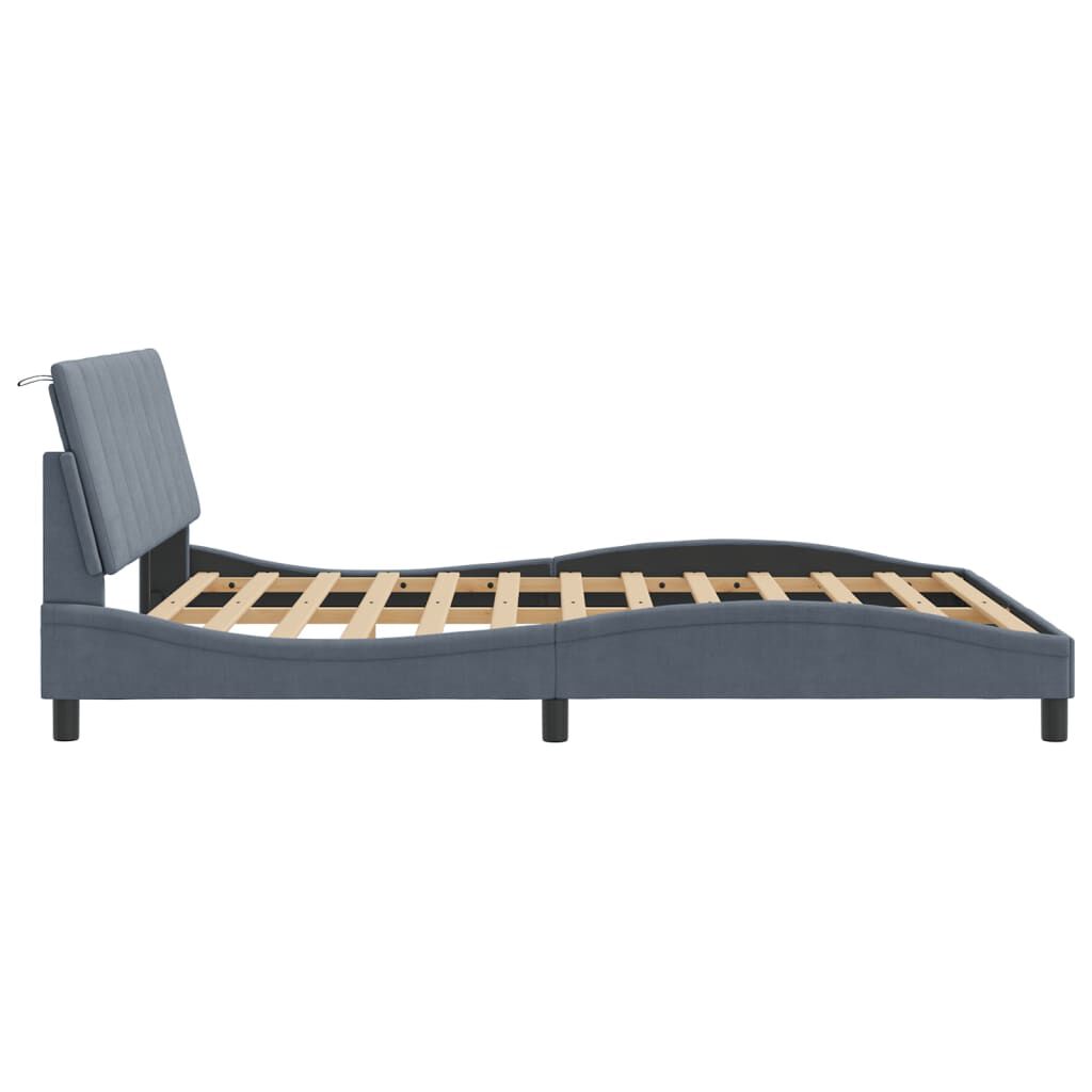 vidaXL Bed Frame with LED without Mattress Dark Grey 152x203 cm Queen Velvet