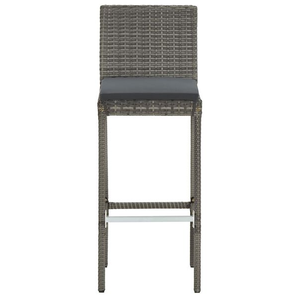 vidaXL 3 Piece Garden Bar Set Grey Solid Wood Acacia and Poly Rattan