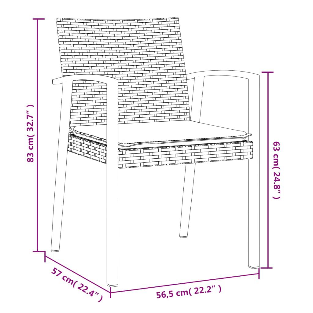 vidaXL 5 Piece Garden Dining Set with Cushions Poly Rattan and Steel