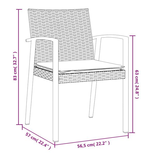 vidaXL 5 Piece Garden Dining Set with Cushions Poly Rattan and Steel