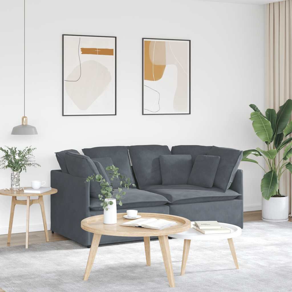 vidaXL Modular Sofa with Cushions Velvet Dark Grey