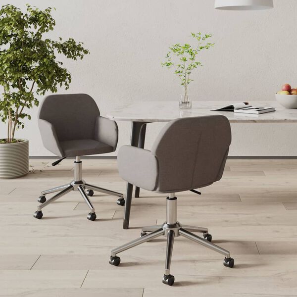 vidaXL Swivel Dining Chairs 2 pcs Dark Grey Fabric