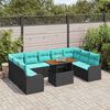 vidaXL Garden Sofa Set with Cushion Manual 10 pcs Black and blue