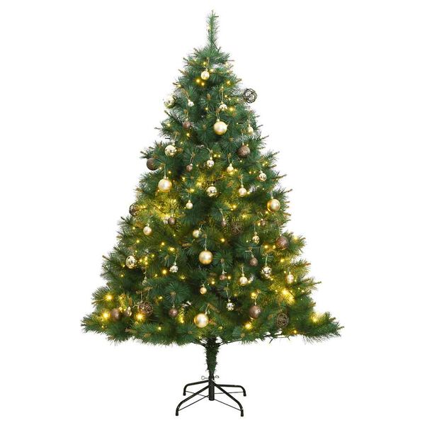 vidaXL Artificial Hinged Christmas Tree 150 LEDs & Ball Set 150 cm