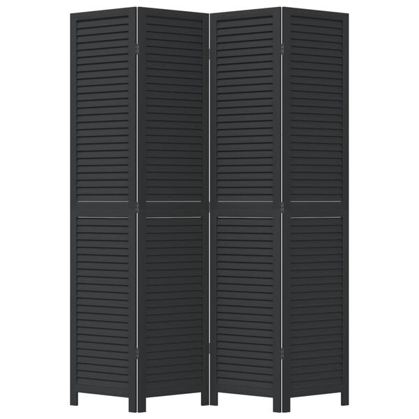 vidaXL Room Divider&nbsp;4 Panels Black Solid Wood Paulownia