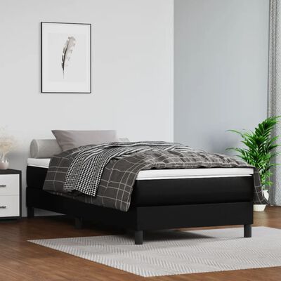 vidaXL Box Spring Bed with Mattress Black 100x190 cm Twin Faux Leather