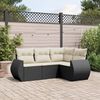 vidaXL 4 Piece Garden Sofa Set with Cushions Black Poly Rattan