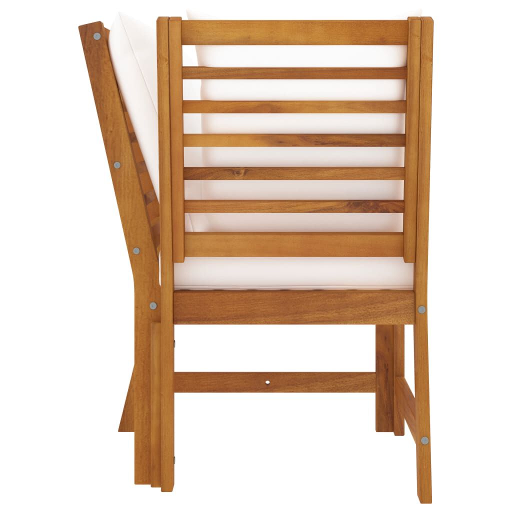 vidaXL 3 Piece Garden Lounge Set with Cream Cushion Solid Acacia Wood