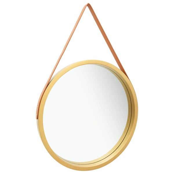 vidaXL Wall Mirror with Strap 60 cm Gold