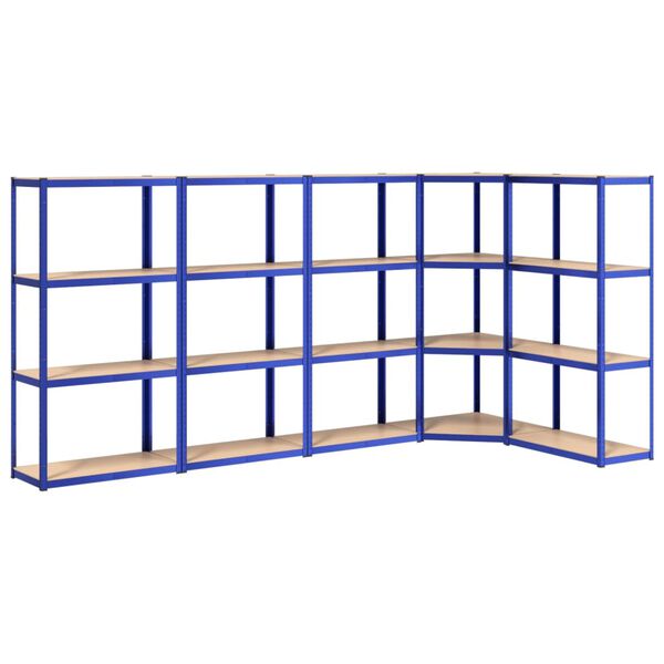 vidaXL 4-Layer Shelves 5 pcs Blue Steel&Engineered Wood