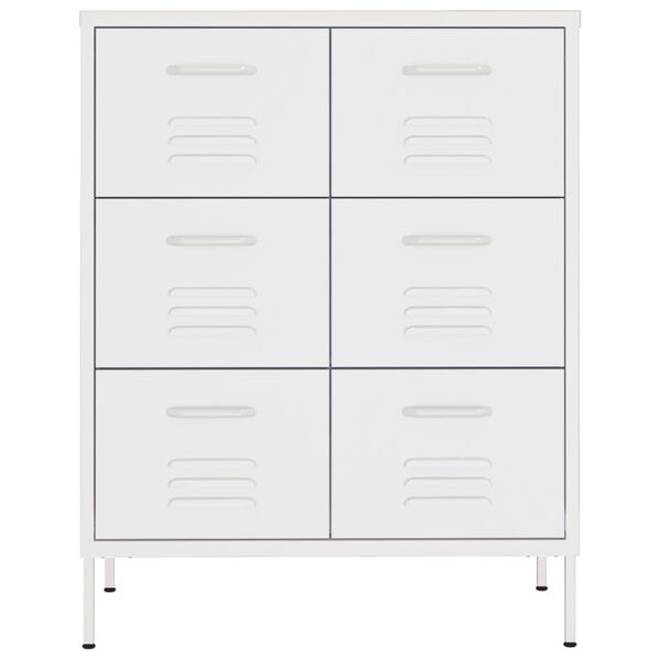 vidaXL Drawer Cabinet White 80x35x101.5 cm Steel