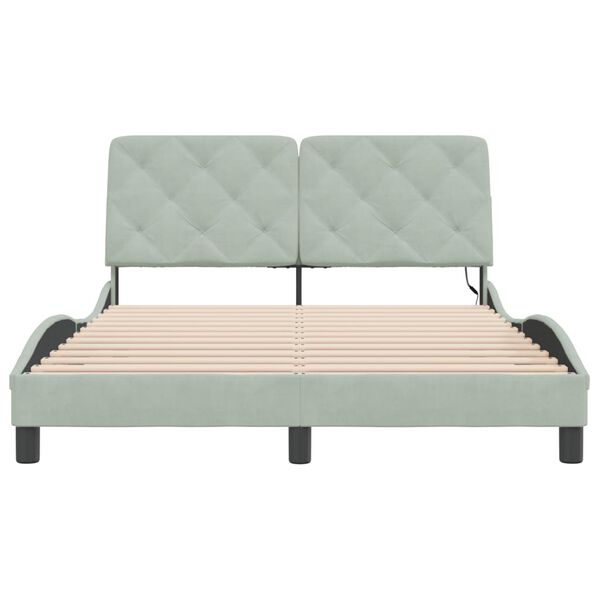 vidaXL Bed Frame with LED without Mattress Light Grey 137x190 cm Velvet