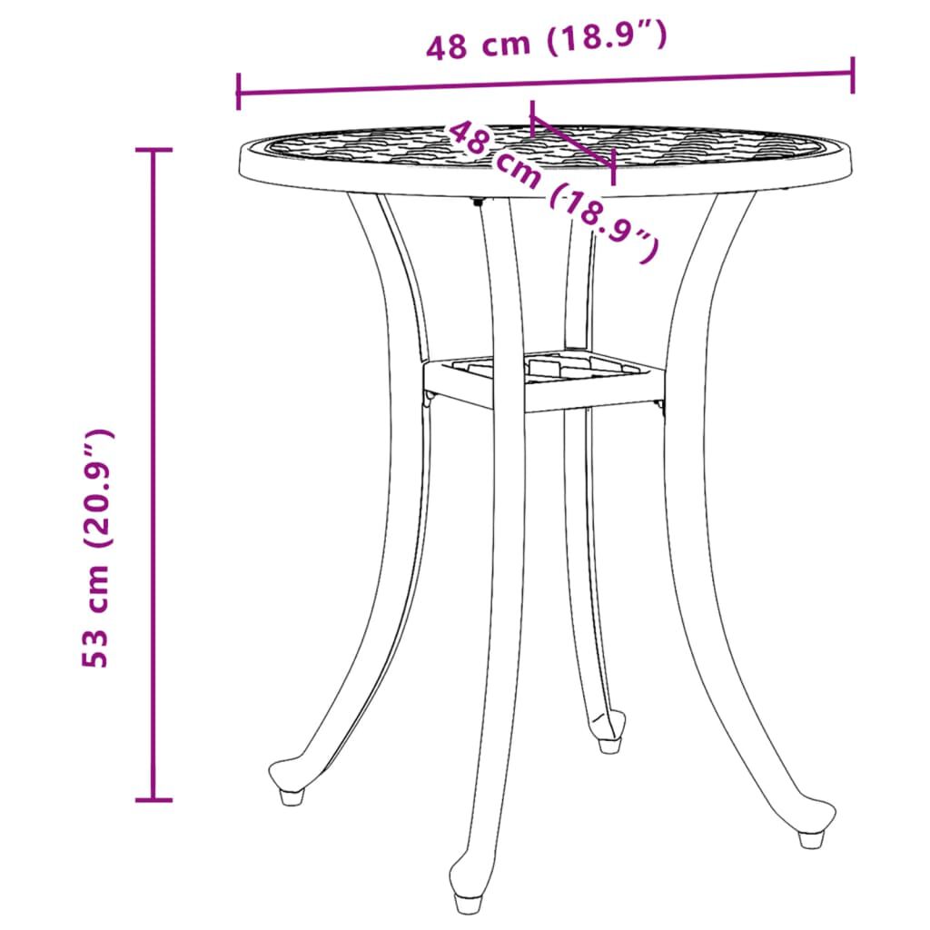 vidaXL Garden Table White Ø48x53 cm Cast Aluminium