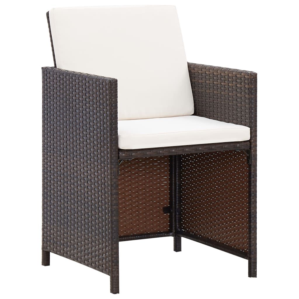 vidaXL 13 Piece Outdoor Dining Set with Cushions Poly Rattan Brown