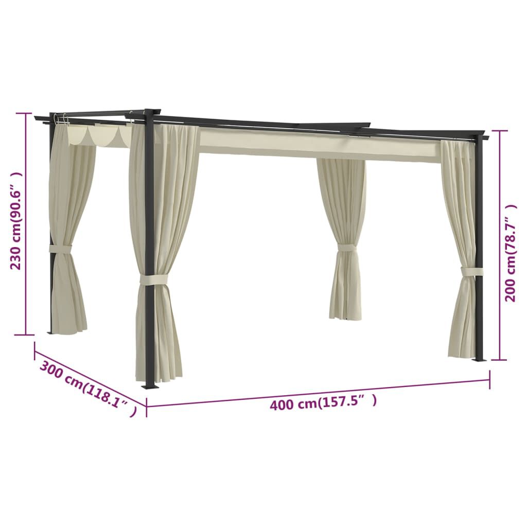 vidaXL Gazebo 4x3 m Cream