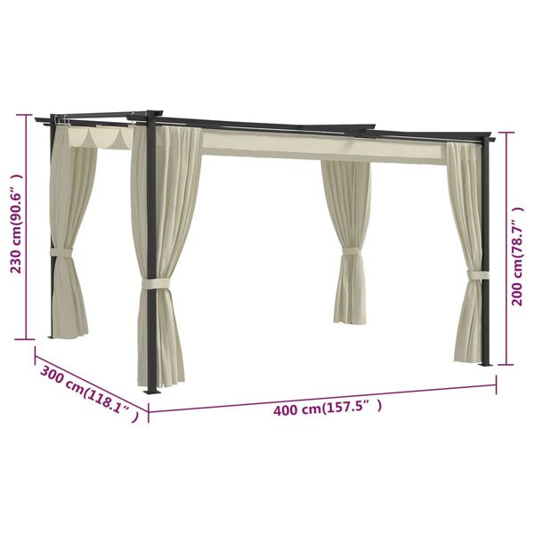 vidaXL Gazebo 4x3 m Cream